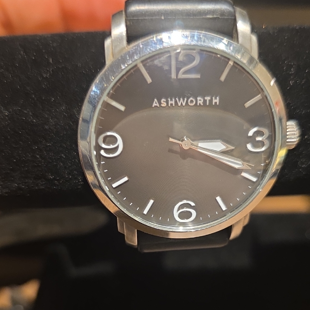 Ashworth Men's Watch with Black Dial and Silver Accents